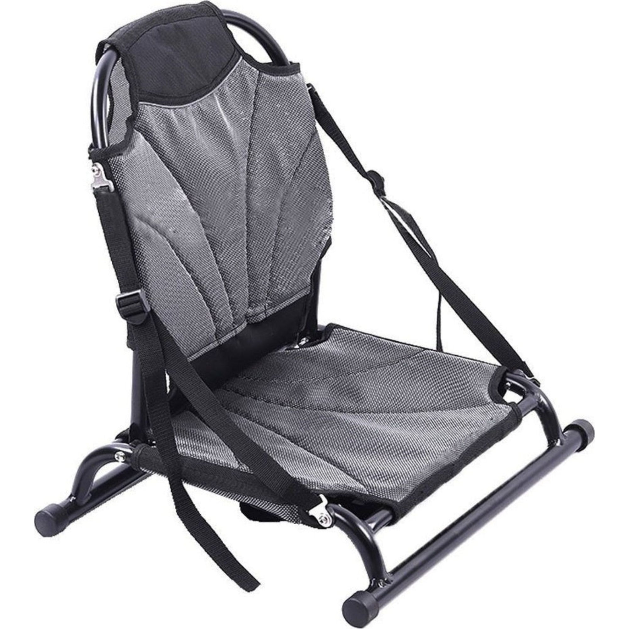 Cambridge Kayaks premium adjustable frame kayak seat shown standalone, featuring a mesh backrest, sturdy aluminium frame, and adjustable straps for superior paddling comfort.