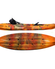 Cambridge Kayaks Quest single 1 plus 1 sit on top fishing kayak in orange camo, durable leisure kayak for coastal paddling, family kayaking and freshwater angling with moulded seat design