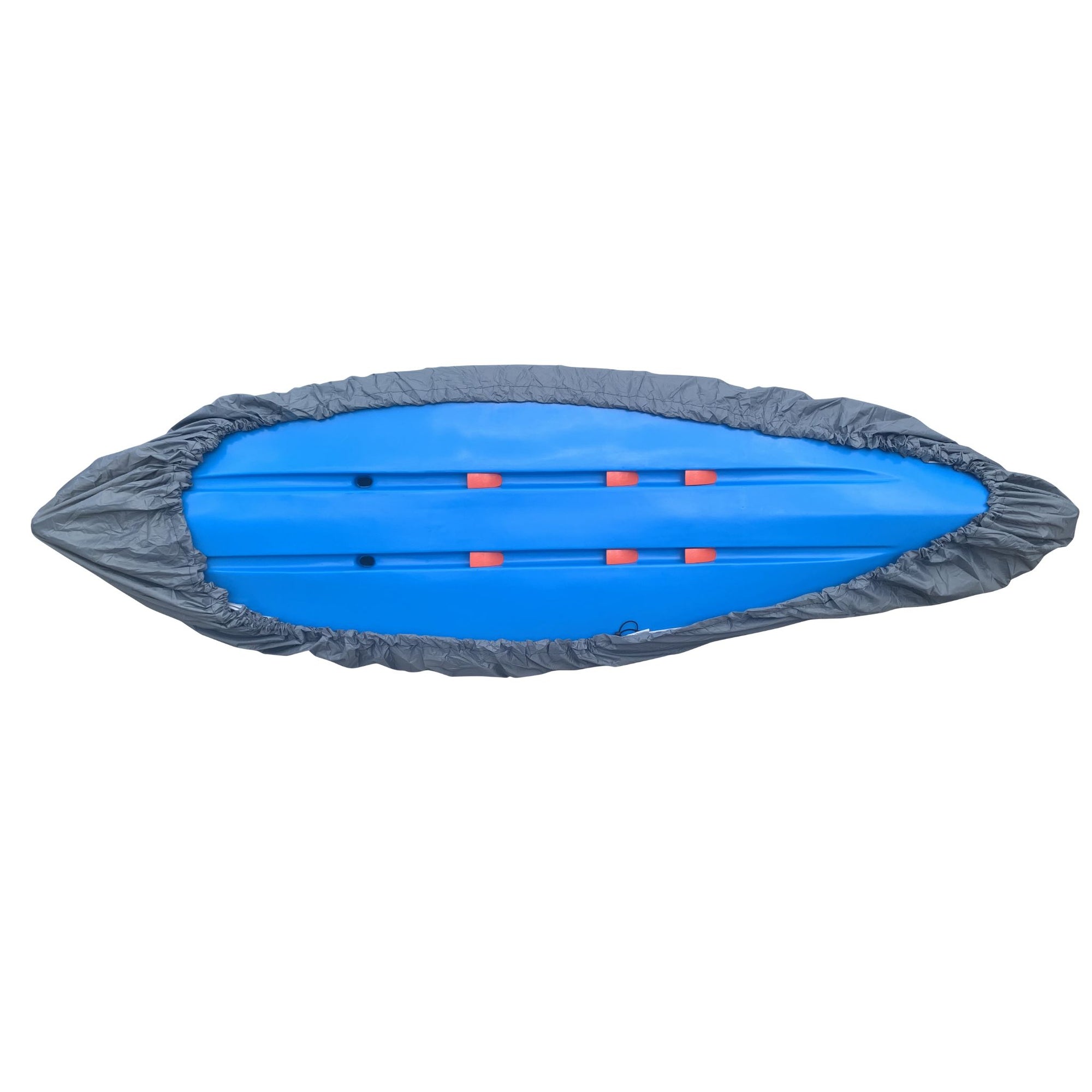 Underside view of the Cambridge Kayaks Small Protection Cover showing the secure fit and even coverage for complete protection of the kayak hull.