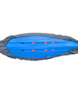 Underside view of the Cambridge Kayaks Small Protection Cover showing the secure fit and even coverage for complete protection of the kayak hull.