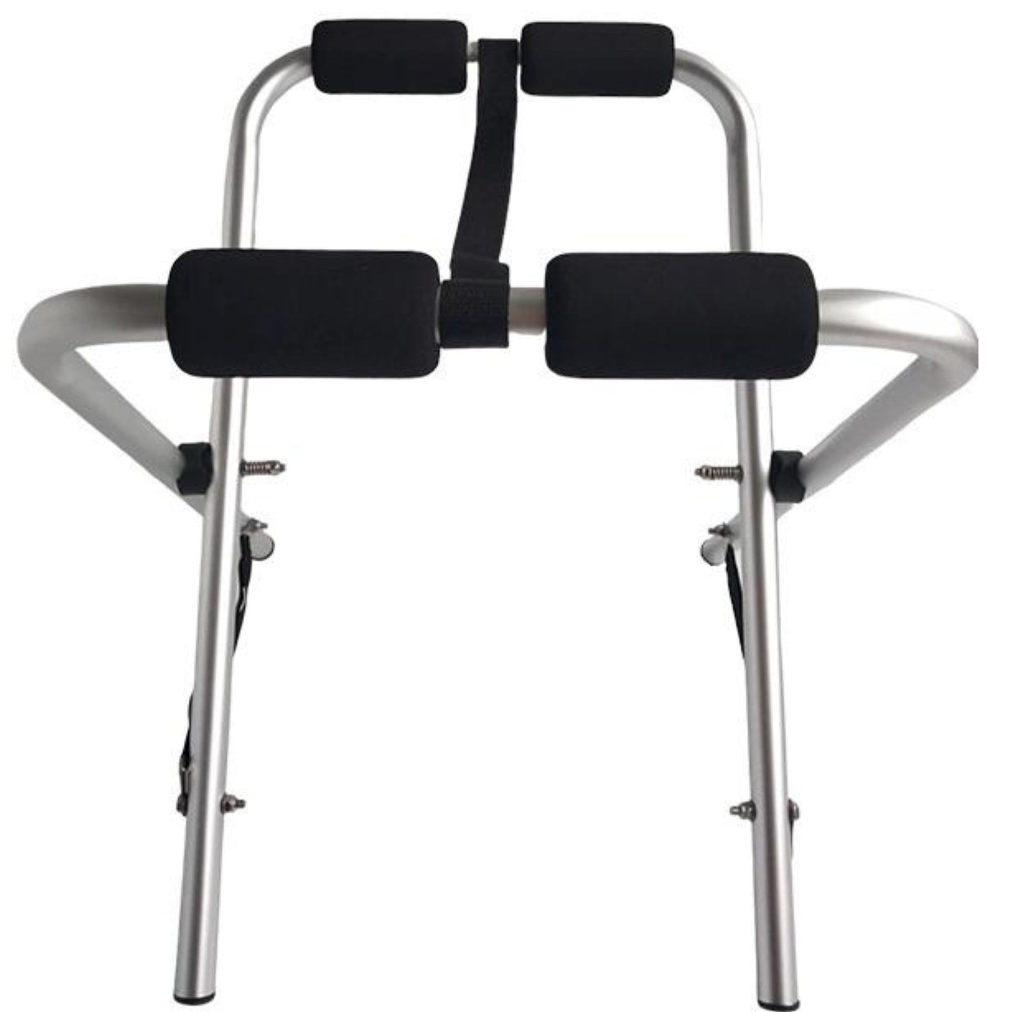 Side view of the Cambridge Kayaks stand showing the tubular frame design and non-slip padded top sections.