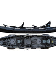 Cambridge Kayaks Sun Fish tandem fishing kayak in solid black, strong and reliable leisure kayak for rivers, lakes and sea fishing trips with rear storage and seating