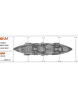 Dimensions diagram for Cambridge Kayaks Sun Fish double sit on top fishing kayak, highlighting length, width, weight and storage layout