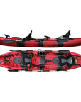 Cambridge Kayaks Sun Fish double sit on top kayak in red camo, versatile fishing kayak with moulded seats and storage, perfect for rivers, coastal touring and leisure use