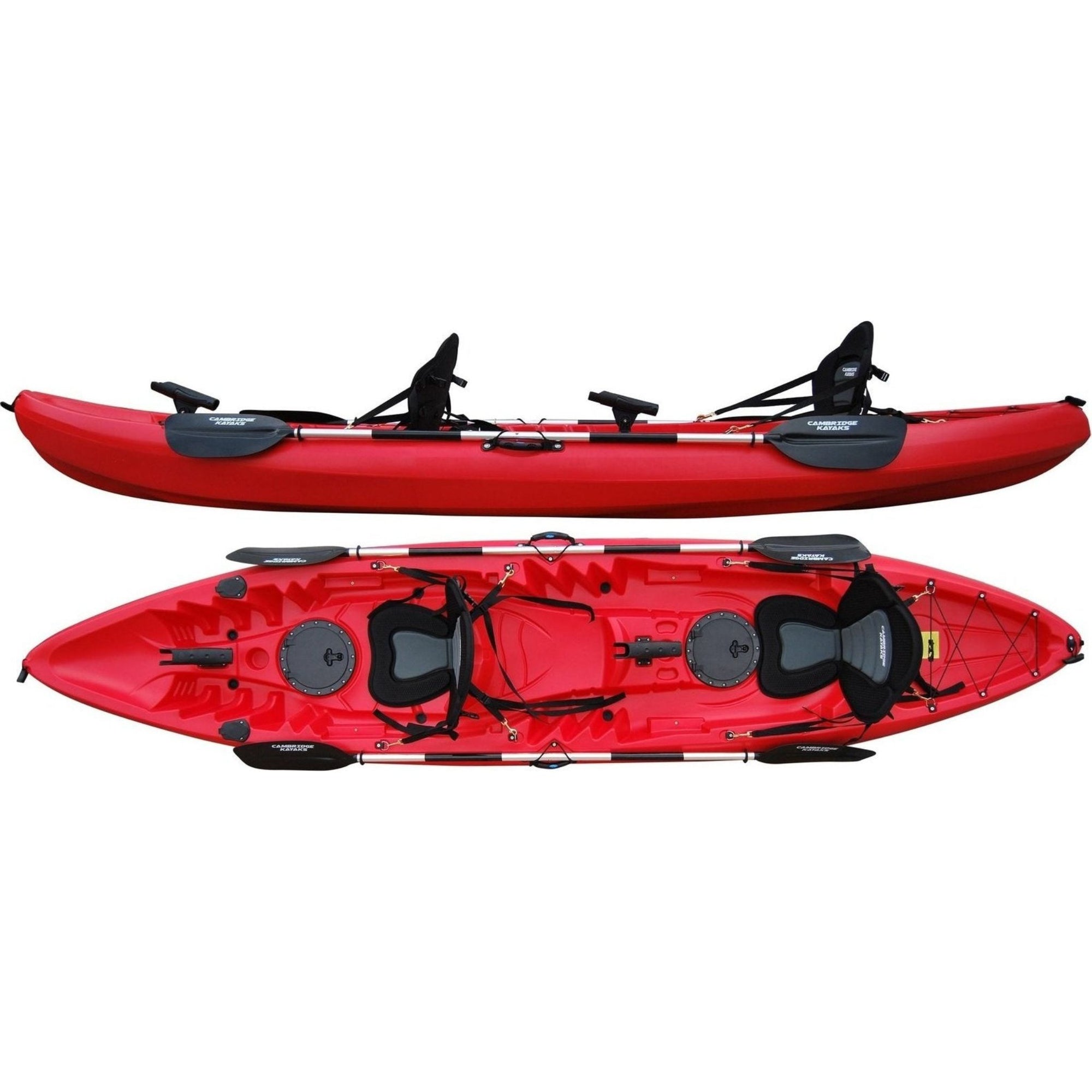 Cambridge Kayaks Sun Fish double sit on top kayak in solid red, one of the best sit on top kayaks UK for family paddling, coastal touring and freshwater fishing