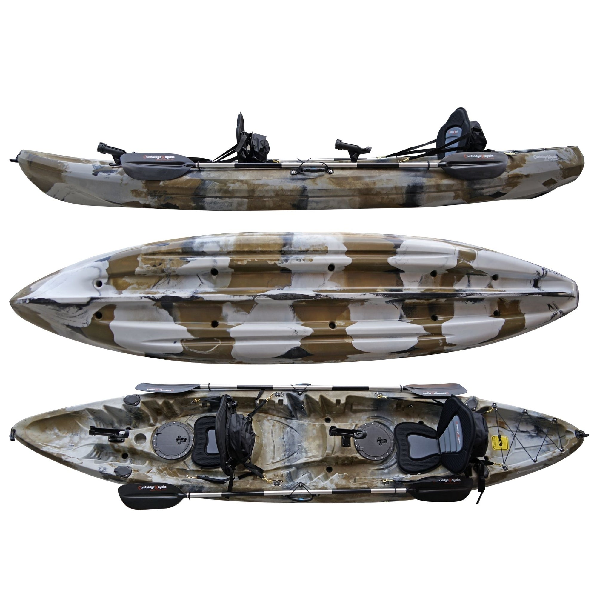 fishing kayaks with rod holders Cambridge Kayaks Sunfish Double Leisure Fishing Kayak