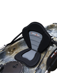 Cambridge Kayaks Sunfish Double Fishing Kayak in desert camo pattern, full overhead view showing twin seats, rod holders, and storage hatches designed for durable use on UK rivers and coasts.
