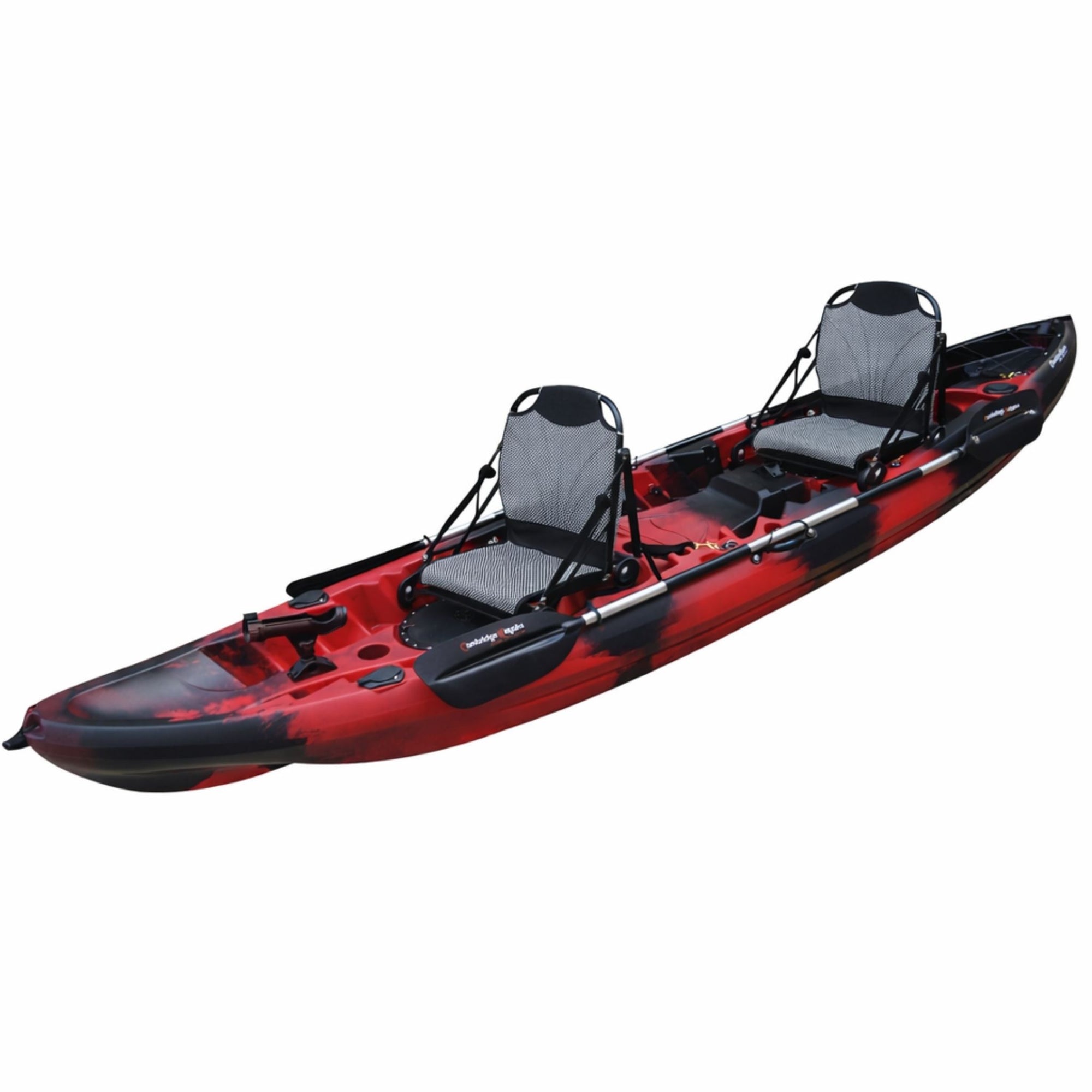 Cambridge Kayaks Sunfish double fishing kayak with upgraded mesh seats in red camo