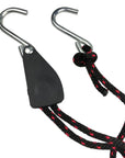 Pair of Cambridge Kayaks bonnet tie down hooks with braided rope, designed for easy kayak or canoe transport setup.