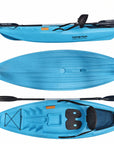 Cambridge Kayaks Trekker Junior sit on top kayak blue full top and hull view with paddle