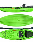 Cambridge Kayaks Trekker Junior sit on top kayak green full top and underside view with paddle