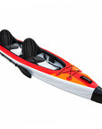 Cambridge Kayaks VoyagAir 2 orange double inflatable touring kayak with two padded seats and paddles