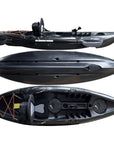 Cambridge Kayaks Zander single sit on top kayak in solid black, compact and lightweight kayak for leisure paddling and fishing trips