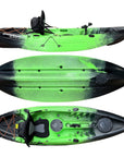 Cambridge Kayaks Zander single sit on top kayak in green black fade, stable fishing and leisure kayak with storage and adjustable footrests