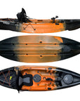 Cambridge Kayaks Zander single sit on top kayak in orange black fade, durable recreational kayak for sea, river and adventure use
