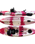 Cambridge Kayaks Zander single sit on top kayak in pink camo, colourful and fun design for family kayaking, leisure paddling and fitness
