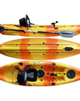 Cambridge Kayaks Zander single sit on top kayak in yellow orange fade, colourful design ideal for recreational use and family kayaking