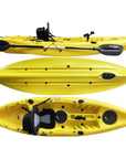 Cambridge Kayaks Zander single sit on top kayak in solid yellow, compact sit on top kayak with footrests and storage for recreational use