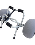 Heavy duty kayak trolley cart with large balloon wheels and aluminium frame for transporting kayaks on sand