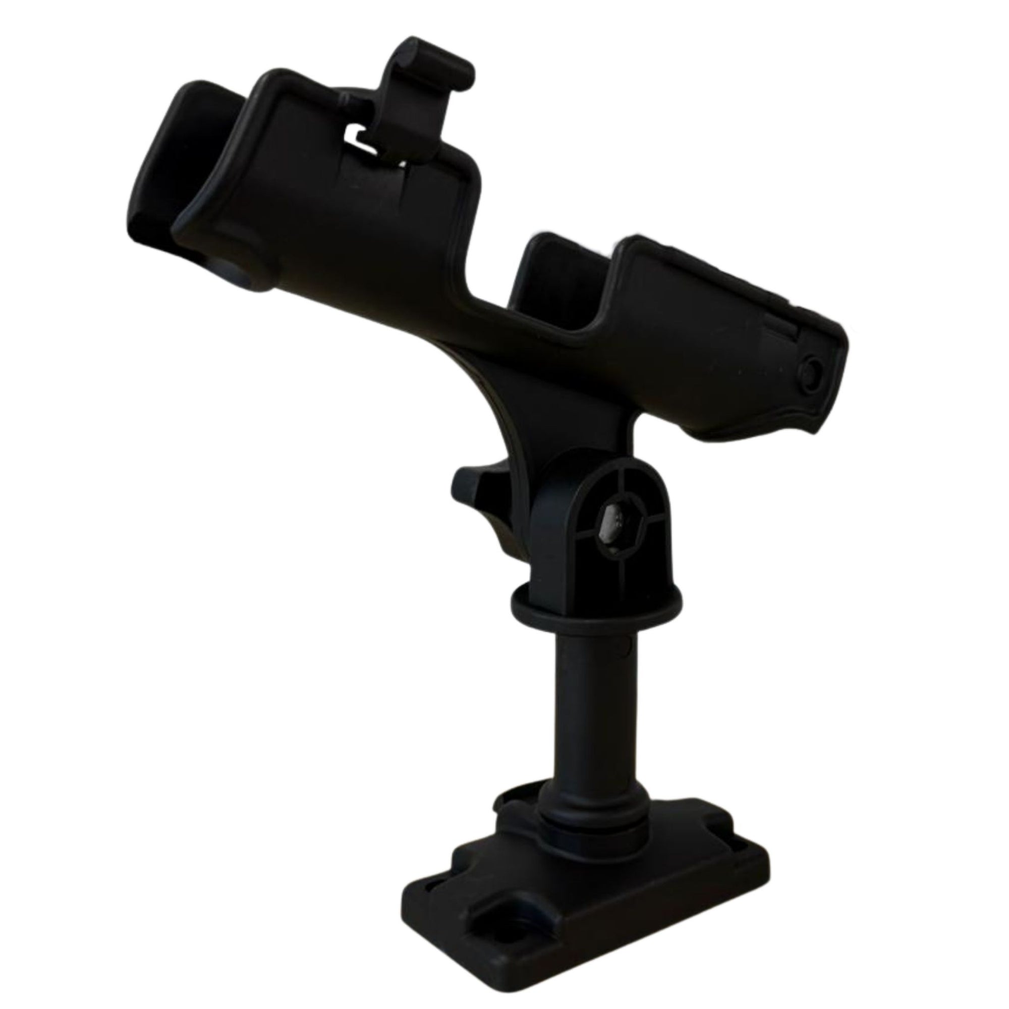 Back view of rectangle kayak fishing rod holder with adjustable mount