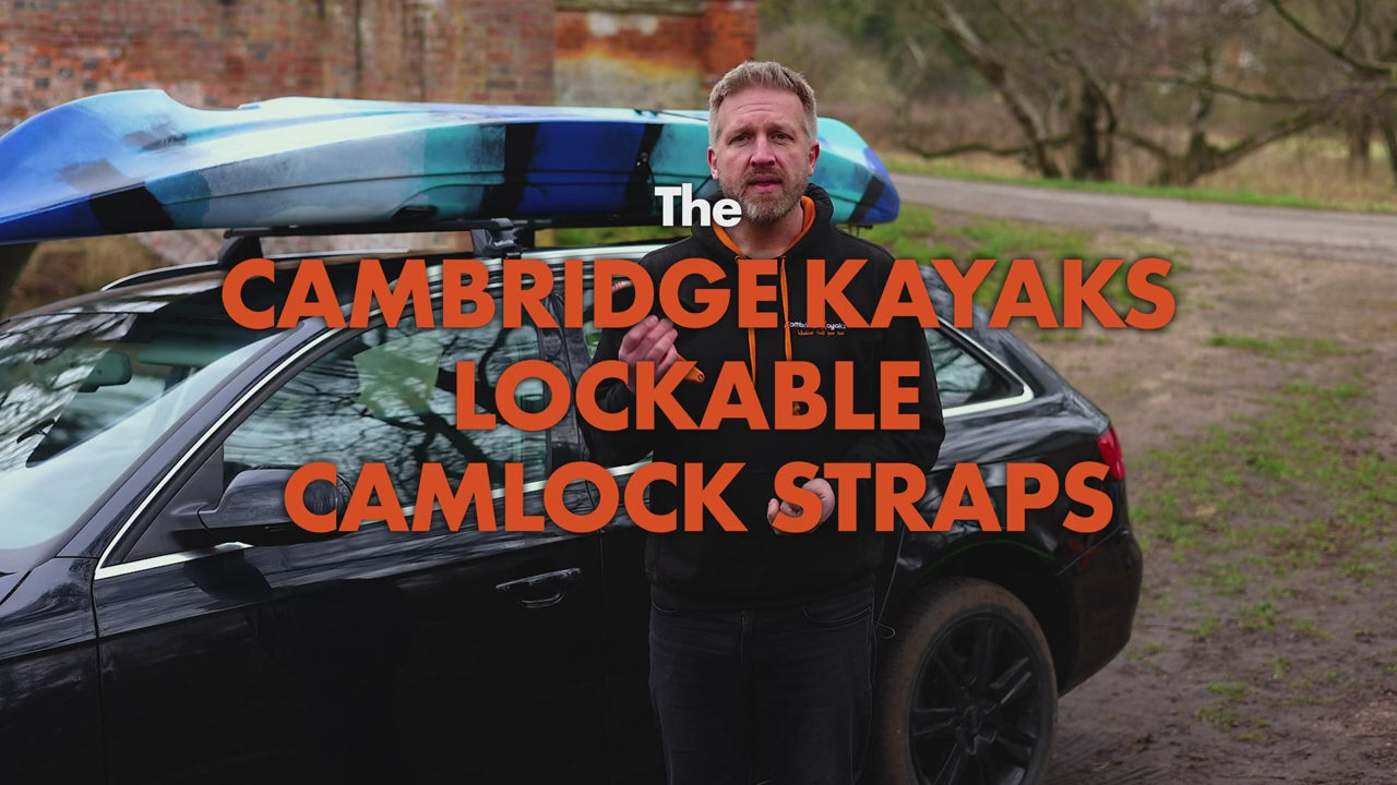 Cambridge Kayaks Lockable 4m Camlock Straps (Pair) – 4-meter, secure, lockable kayak transport straps.