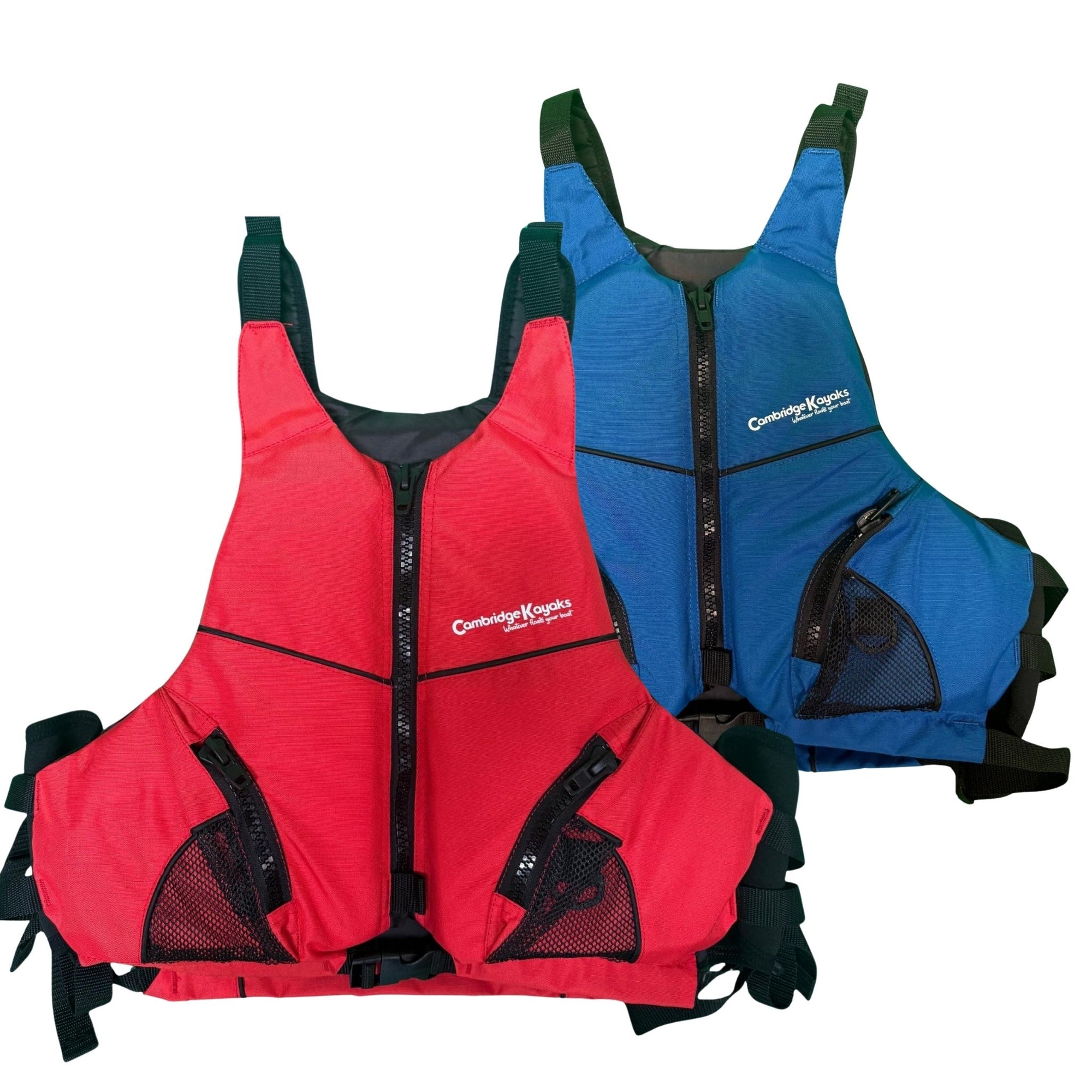 Cambridge Kayaks buoyancy aids in red and blue colour options