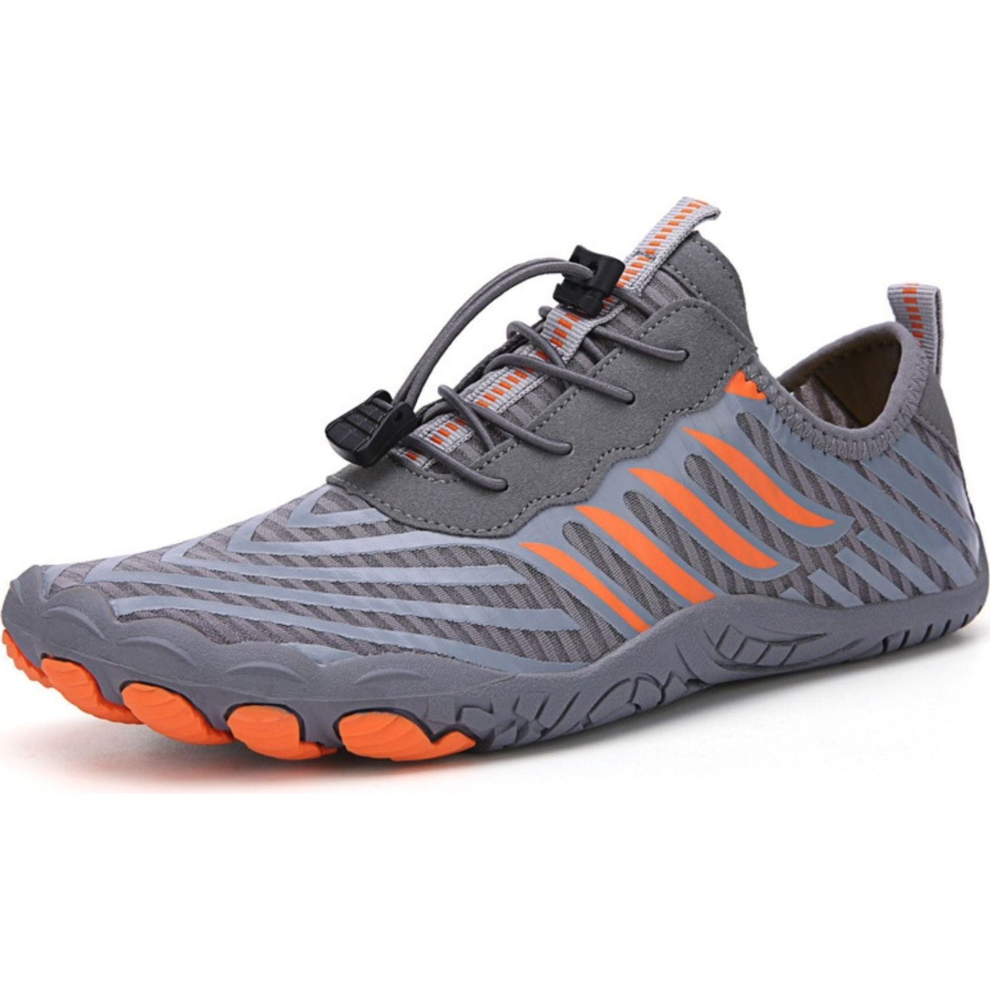 Angled view of grey Rink kayaking water shoe showing breathable mesh upper and pull-tab fastening.