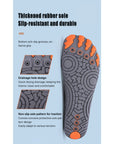 Close-up graphic of Rink kayaking water shoe sole showing anti-slip tread pattern and drainage holes.