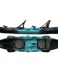 Sunfish double sit on top kayak in blue with twin seating and fishing setup for sea or lake use