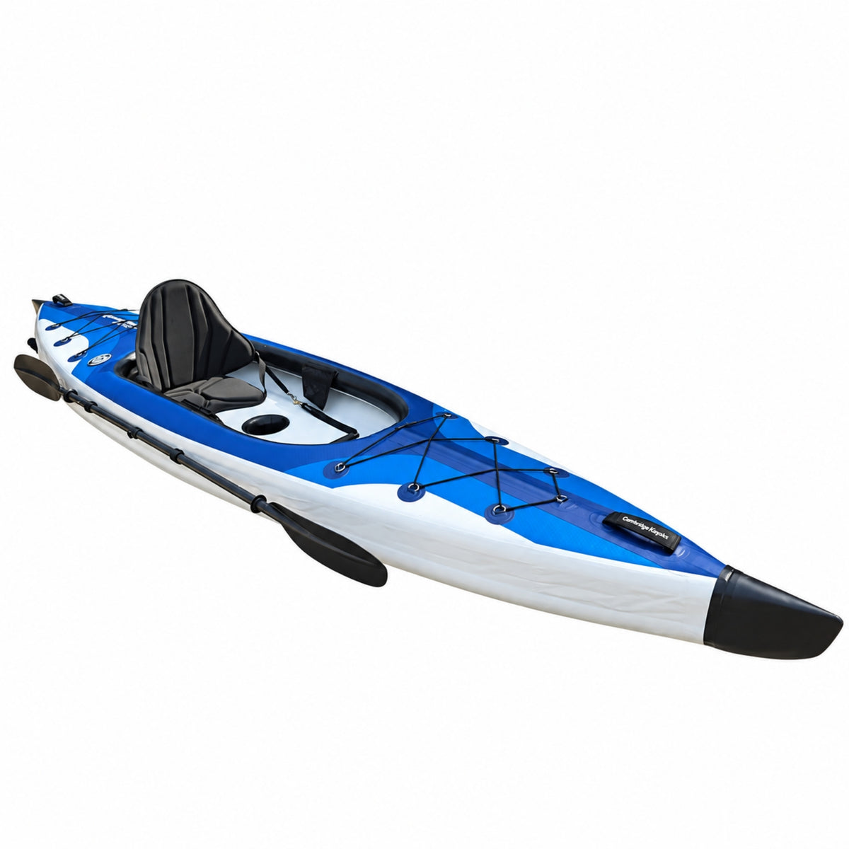 Cambridge Kayaks Voyagair 1 blue single inflatable touring kayak with paddle