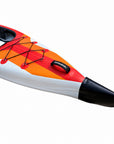 Orange Voyagair 1 inflatable kayak bow with bungee storage and carry handle