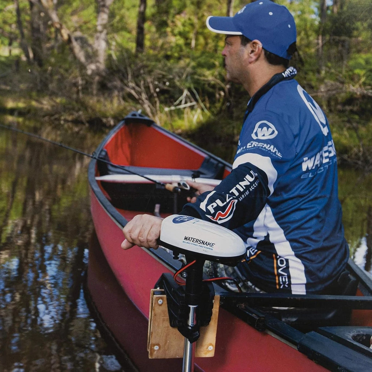 Side view of Watersnake ASP 24lb electric kayak motor