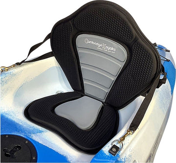 Padded kayak seat positioned in sit on top kayak manufactured by cambridge kayaks
