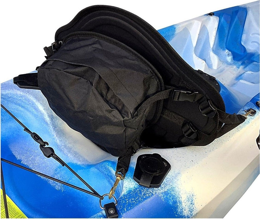 Cambridge kayaks deluxe padded seat rear view showing back pack 