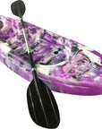 Cambridge Kayaks Guppy purple and white sit-on-top kayak for children, shown with paddle — fun, portable, and easy to handle on calm water.